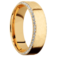 10K Yellow Gold + Hammer , Polish Finish