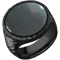 Extra Large Circle signet ring (22mm ) in Zirconium, with a Wide style band, a Blood Stone inlay.