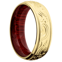 14K Yellow Gold + Polish Finish + Blood Wood