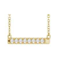 14K Yellow Gold 1/4 CTW Lab-Grown Diamond French-Set Bar 18" Necklace