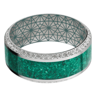 10K White Gold + Satin , Polish Finish + Northern Lights