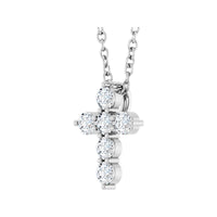 14K White Gold 1/4 CTW Natural Diamond Cross 16-18" Necklace