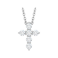 14K White Gold 1/4 CTW Natural Diamond Cross 16-18" Necklace