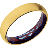 18K Yellow Gold + Satin Finish + Titanium Damascus