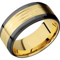 Zirconium + Polish , Bead Finish + 18K Yellow Gold