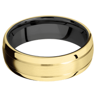 14K Yellow Gold + Satin , Polish Finish + Zirconium