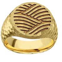Large Circle signet ring (18mm) in 10K Yellow Gold, with a Wide style band and a Navigator Rev engraving.