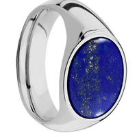 Medium Horizontal Oval signet ring (16x13mm) in Titanium, with a Wide style band, a Lapis inlay.