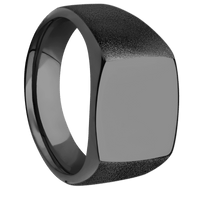 Medium Cushion signet ring (14x14mm) in Zirconium, with a Wide style band.