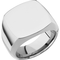 Large Cushion signet ring (18x18mm) in Titanium, with a Wide style band.