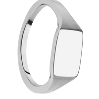 Small Horizontal Rectangle signet ring (12x9mm) in Palladium Silver, with a Thin style band.