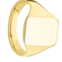 Medium Rectangle signet ring (16x11.5mm) in 14K Yellow Gold, with a Thin style band.