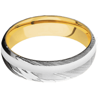 Damascus + Polish Finish + 18K Yellow Gold