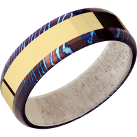 Titanium Damascus + Polish , Polish Finish + Antler