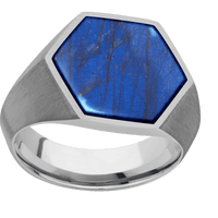 Large Hexagon signet ring (18.5x16mm) in Titanium, with a Wide style band, a Labradorite inlay.
