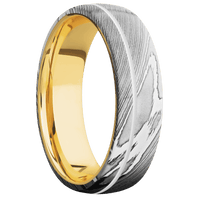 Damascus + Polish Finish + 18K Yellow Gold