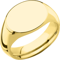 Medium Horizontal Oval signet ring (16x13mm) in 10K Yellow Gold, with a Wide style band.