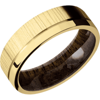 18K Yellow Gold + Treebark1 , Polish Finish + Walnut