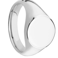 Medium Circle signet ring (14mm) in Cobalt Chrome, with a Wide style band.