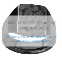 Medium Rectangle signet ring (16x11.5mm) in Zirconium, with a Wide style band and a TWINKLE4 Rev engraving.