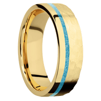 10K Yellow Gold + Hammer , Polish Finish