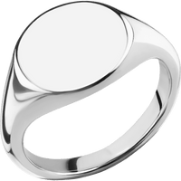 Medium Circle signet ring (14mm) in 18K White Gold, with a Thin style band.