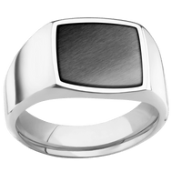 Medium Cushion signet ring (14x14mm) in Cobalt Chrome, with a Wide style band, a Zirconium inlay.