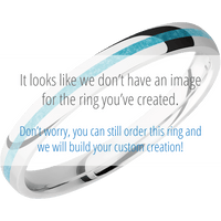 3mm wide Domed 10k White Gold Ring with Polish Finish / One 1mm Centered Turquoise Inlay / Bear Moose Deer Mountain Interior Pattern