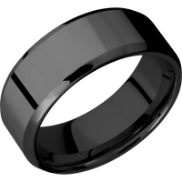 8mm wide Beveled Black Titanium Ring with Polish Finish