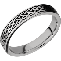 4mm wide Flat Palladium Silver Ring with Satin Finish / Celtic 9 Design