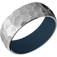 8mm wide Domed Titanium Ring with Rock Finish / Navy Blue Cerakote Sleeve