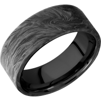 8mm wide Flat Forged Carbon Fiber Ring / Black Titanium Sleeve