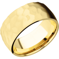 10mm wide Domed 10k Yellow Gold Ring with Rock Polish Finish