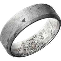 7mm wide Beveled Meteorite Ring / Kings Snow Camo Sleeve