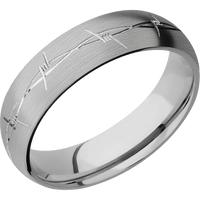 6mm wide Domed Titanium Ring with Satin Finish / Barb Wire Design