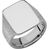 Rectangle Titanium Signet Ring / Hammer Ring Finish and Polish Signet Finish / Size 14.25