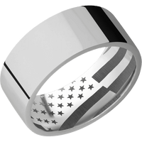 9mm wide Flat Titanium Ring with Polish Finish / American Flag Interior Pattern