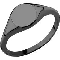 Circle Black Titanium Signet Ring / Polish Ring Finish and Polish Signet Finish / Size 8.5