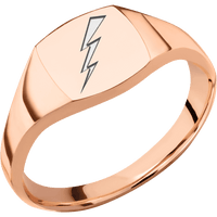 Cushion 18k Rose Gold Signet Ring / Polish Ring Finish and Polish Signet Finish / Air Force Secondary Logo Dark Design with Academy White Cerakote / Size 5.75