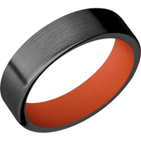 6mm wide Flat Black Zirconium Ring with Satin Finish / Hunter Orange Cerakote Sleeve