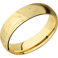 6mm wide Domed 22k Yellow Gold Ring with Hammer Finish