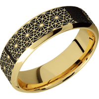 7mm wide High Bevel 10k Yellow Gold Ring with Sand Blast Finish / Celestial Design