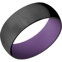 8mm wide Domed Black Titanium Ring with Satin Finish / Wild Purple Cerakote Sleeve