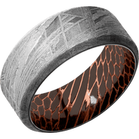 9mm wide High Bevel Meteorite Ring / Darkened Superconductor Sleeve