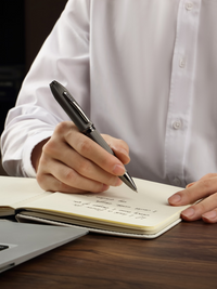 Peerless™ Polished Slate Gray Engraved Diamond Pattern with Slate Gray PVD Appointments and Swarovski Crystal Ballpoint Pen