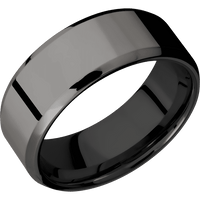 8mm wide Beveled Darkened Tantalum Ring with Polish Finish / Black Titanium Sleeve