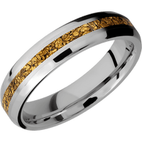 5mm wide Beveled Platinum Ring with Satin Finish / One 2mm Centered 24k Raw Gold Nugget Inlay