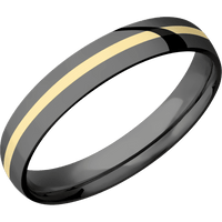 4mm wide Domed Black Titanium Ring with Polish Finish / One 1mm Centered 14k Yellow Gold Inlay with Polish Finish