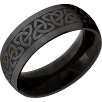 8mm wide Domed Black Zirconium Ring with Satin Finish / Celtic Trinity Design / Ebony Sleeve