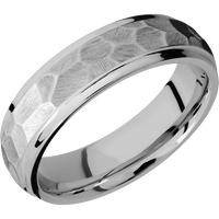 6mm wide Domed Stepped Down Edges Titanium Ring with Rock Finish